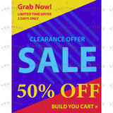 colorful 50% off banner