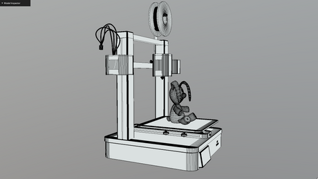 Animated 3D Printer Wireframe