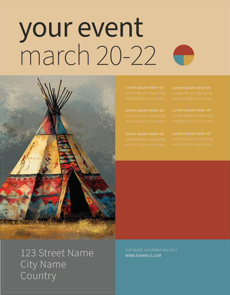 Tipi with geometric and symbolic designs Ai Generated Image