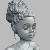 close up face wireframe render