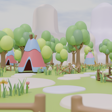 3D indigenous cartoon village