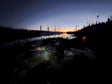 Campground Near A Lake At Sunset Stock Photos