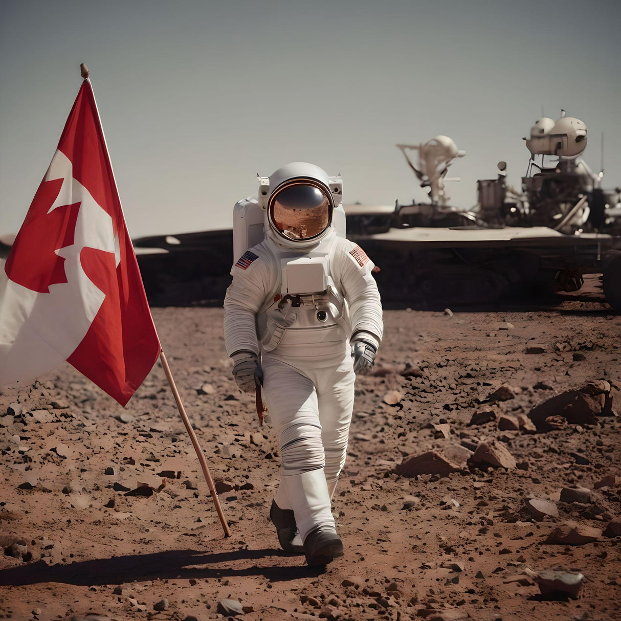 Canadien Astronaut On Mars Bundle Ai Generated Image