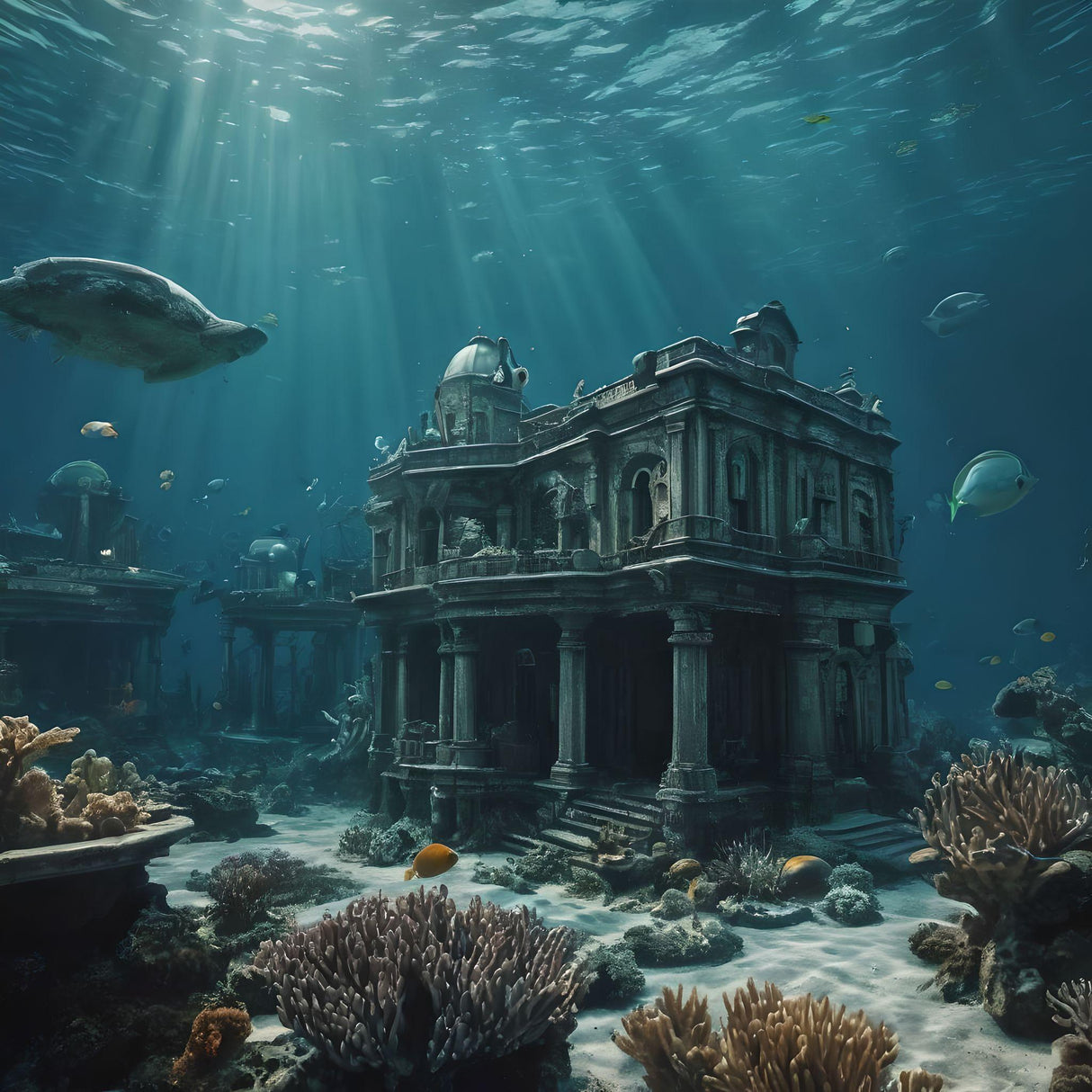 Flooded Architectural Buildings Ai Generated Image