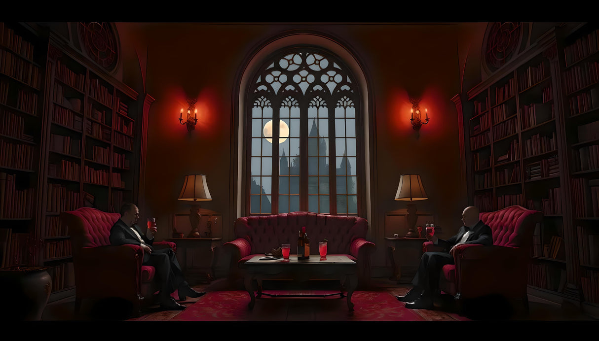 Classy Vampires Sitting In A Library Ai Generated Image