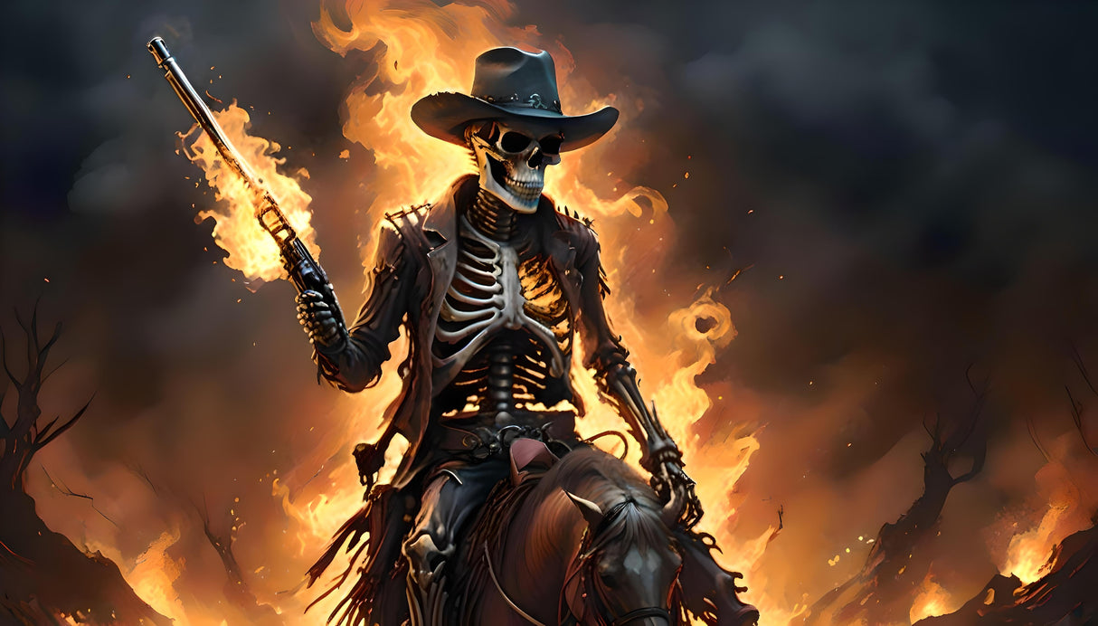 Burning Cowboy Skeleton Bundle Ai Generated Image