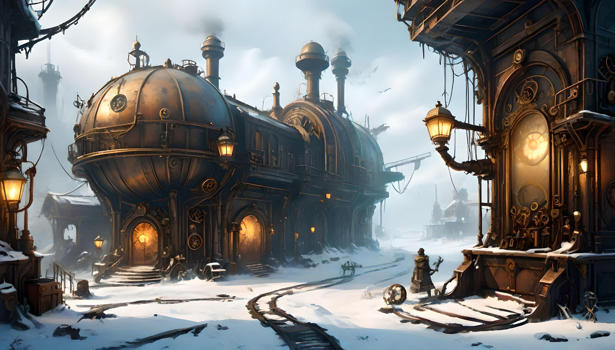 Steampunk Industrial Winter Hub Ai Generated Image