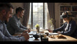 This image showcases a modern team collaboration where a woman wearing a VR headset interacts with two colleagues seated across a table. Natural light pours through large windows, illuminating a professional yet casual workspace. The setting, complete with coffee mugs and notebooks, blends technology and teamwork, highlighting innovation and engagement in a relaxed environment. Ai generated image.