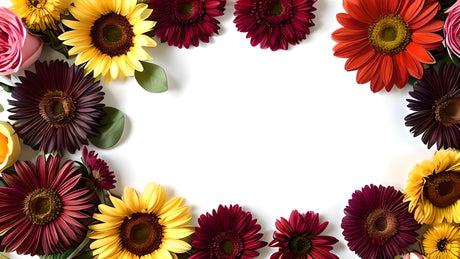 Flat lay with colorful flowers on white background Ai Generated Image