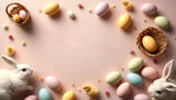 Customizable happy Easter on pink background photoshop template Ai Generated Image