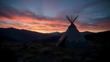 Customizable tipi at dusk photoshop template Ai Generated Image