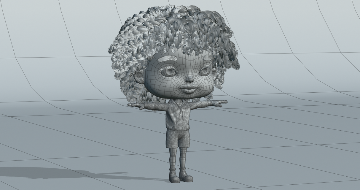 wireframe render of a 3D kid