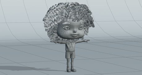 wireframe render of a 3D kid