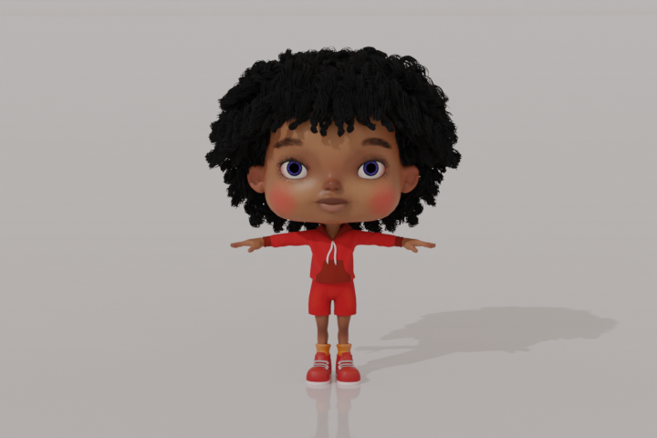 3D render of a kid with puffy hair