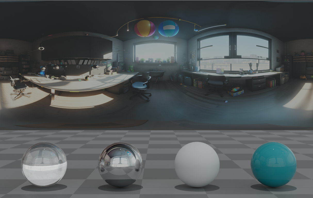 Arbeitszimmer Stilisierter CGI-Realismus