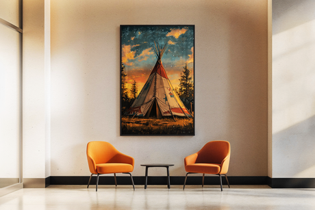 Tipi under twilight sky Ai Generated Image