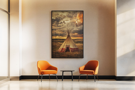 Traditional tipi at sunset Ai Generated Image