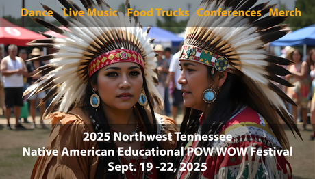 Customizable women in traditional headdresses at Pow Wow festival photoshop template Ai Generated Image