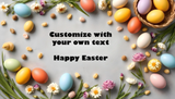 Customizable Easter eggs and flowers flat lay photoshop template Ai Generated Image