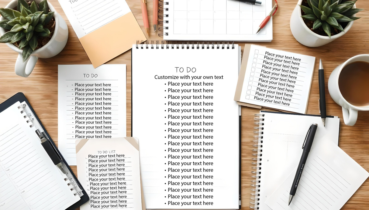 Customizable flat lay organized to do workspace photoshop template Ai Generated Image