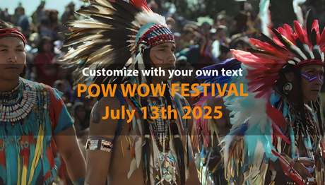Customizable Indigenous men in traditional feathered regalia photoshop template Ai Generated Image