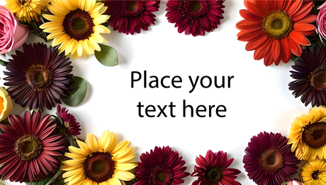 Flat lay with colorful flowers on white background Ai Generated Image