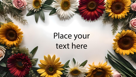 Customizable flat lay with floral border on white background Ai Generated Image