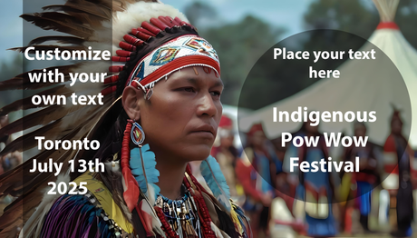 Customizable Indigenous man in traditional headdress and regalia photoshop template Ai Generated Image