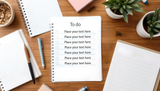 Customizable organized to-do list flat lay photoshop template Ai Generated Image