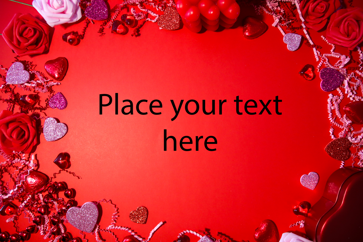 Customizable Valentine’s themed flat lay photoshop template bundle Stock Photos