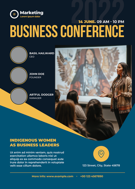 Indigenous woman presenting in auditorium Ai Generated Image