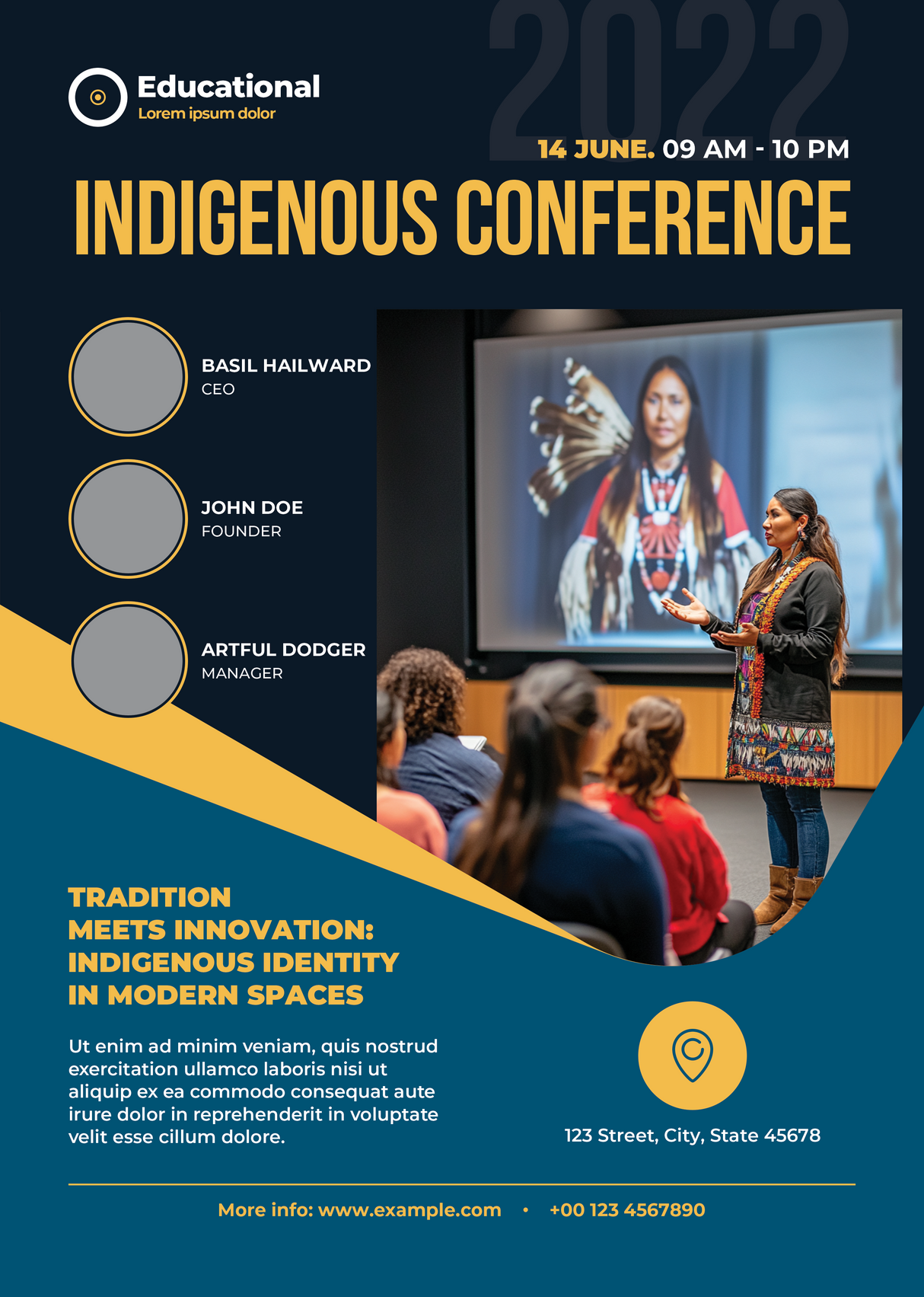 Indigenous woman presenting in auditorium Ai Generated Image