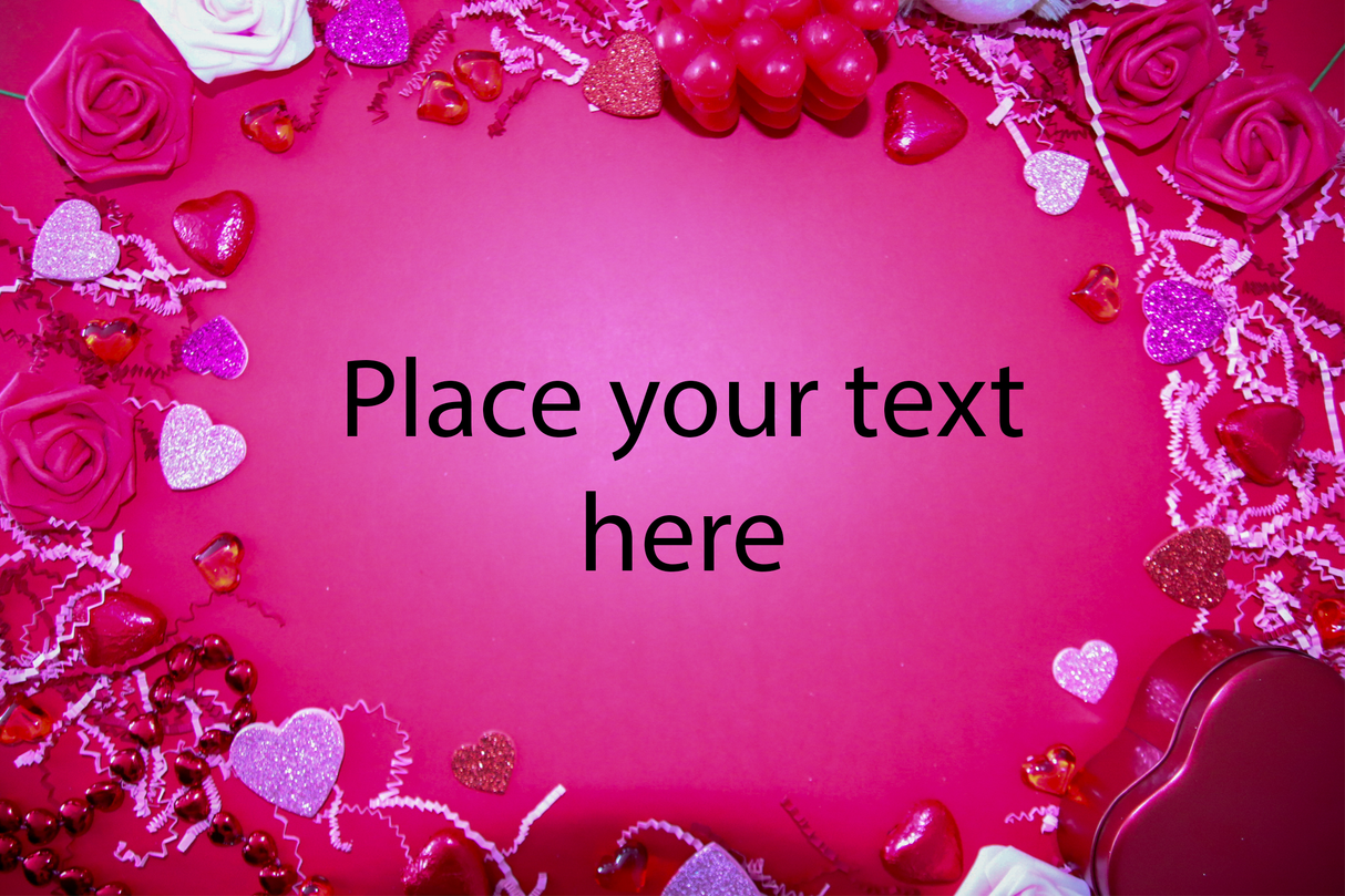 Customizable Valentine’s themed flat lay photoshop template bundle Stock Photos