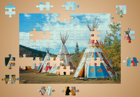 Tipis in forest clearing Ai Generated Image