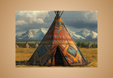 Tipi in mountain valley Ai Generated Image