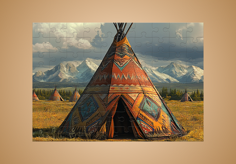 Tipi in mountain valley Ai Generated Image