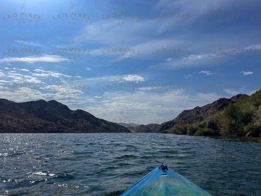 A Blue Kayak On The Colorado River Stock Photos