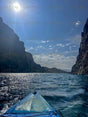 A Blue Kayak On The Colorado River Stock Photos