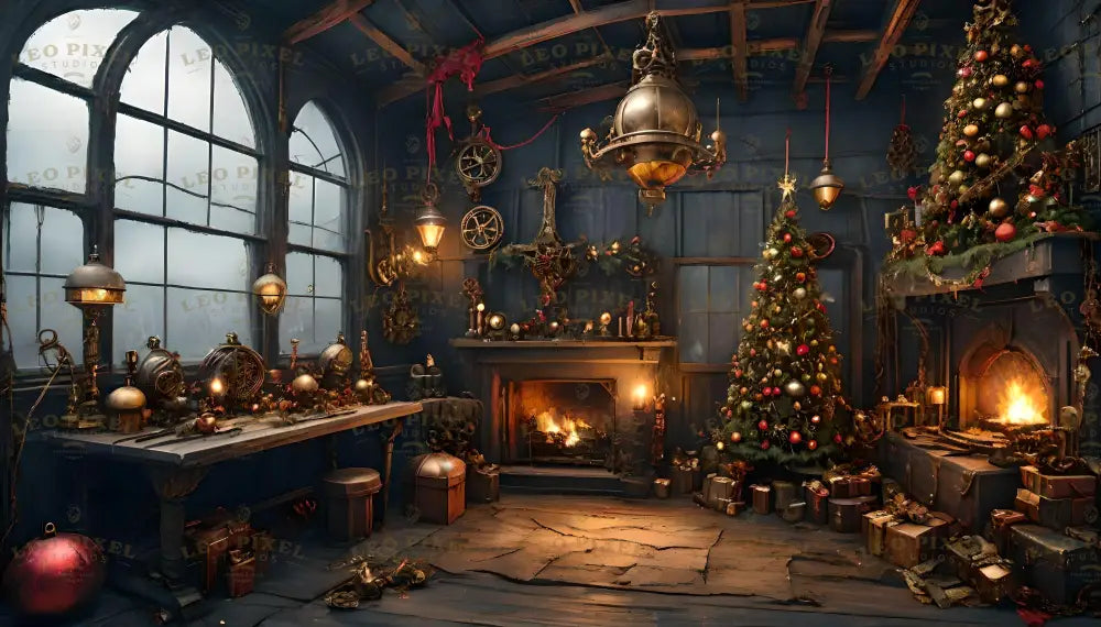 A Steampunk Christmas Workshop Ai Generated Image