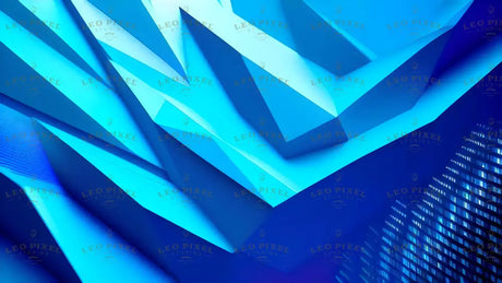 Digital image featuring layered, angular shapes in shades of blue. The sharp edges and overlapping forms create depth and dimension. Light and shadow interact across the surfaces, adding contrast and highlighting the structure. A subtle texture appears on some sections, enhancing the modern, futuristic aesthetic. The composition is balanced with dynamic lines and a sleek, abstract design. Ai generated. Photography style.