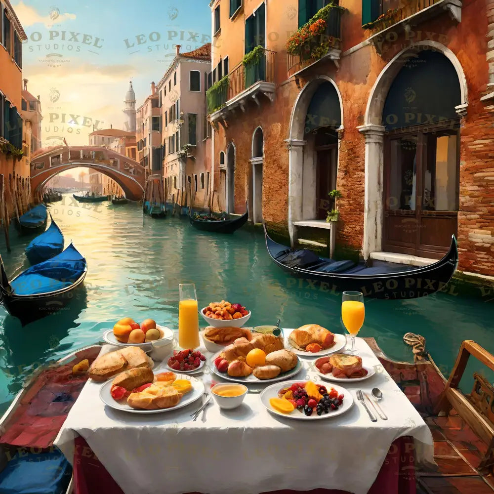 Breakfast In Venise Ai Generated Image