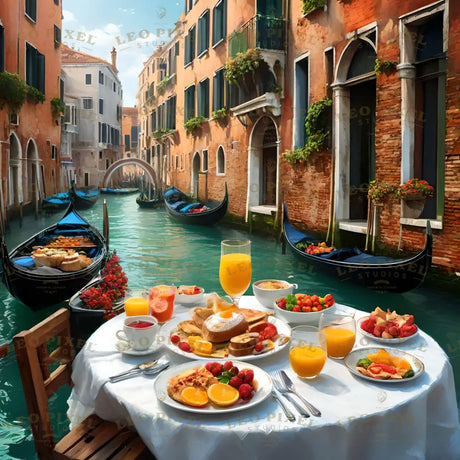 Breakfast In Venise Ai Generated Image