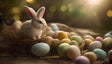 Bunny With Colorful Eggs Ai Generated Image