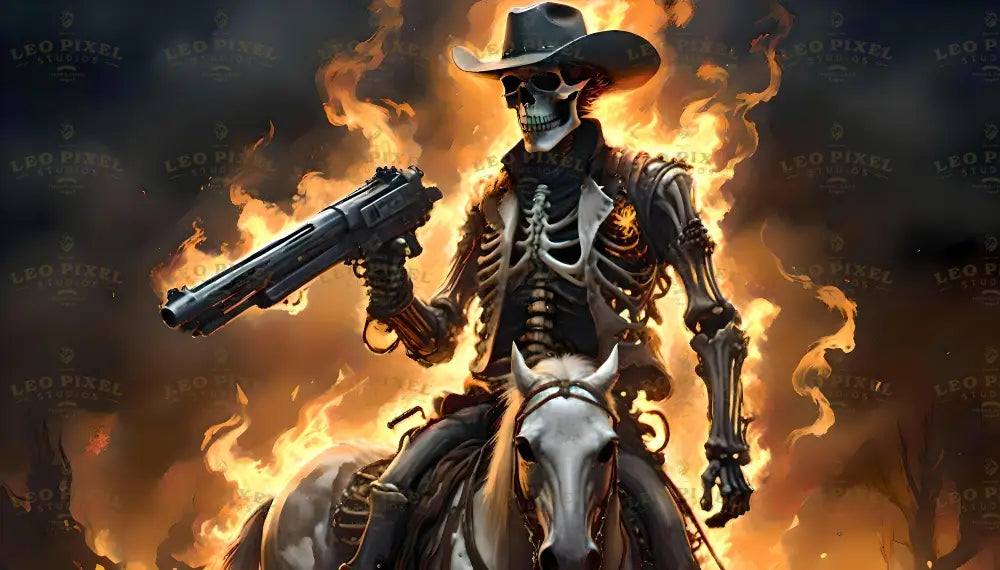 Burning Cowboy Skeleton Ai Generated Image