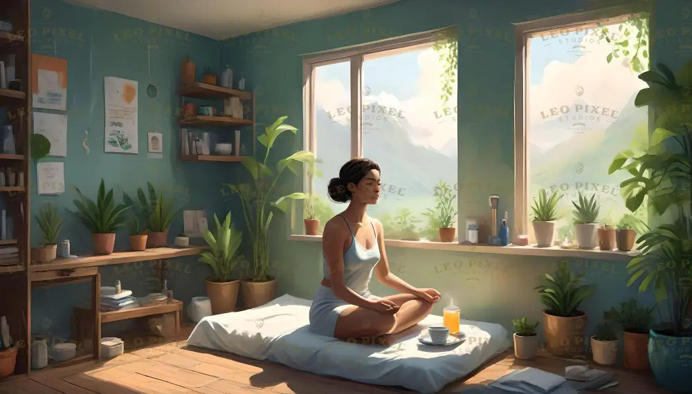 Calm Room With Plants And Natural Light Ai Generated Image