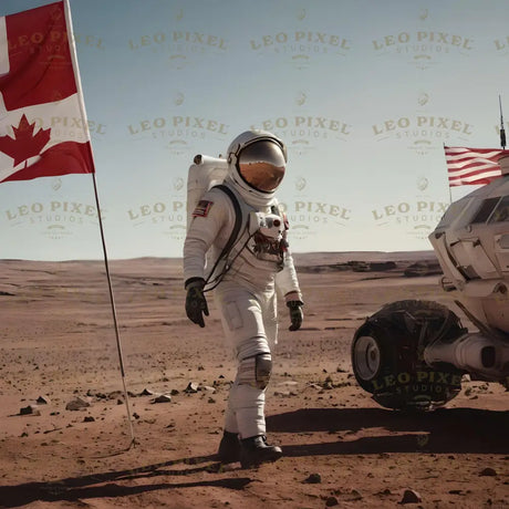 Canadien Astronaut On Mars Ai Generated Image