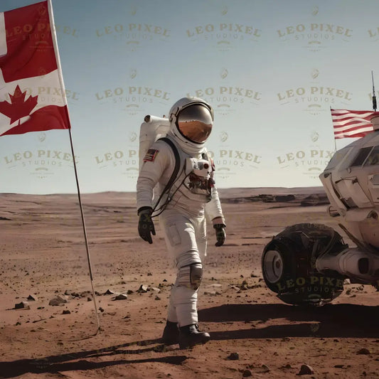 Canadien Astronaut On Mars Bundle Ai Generated Image