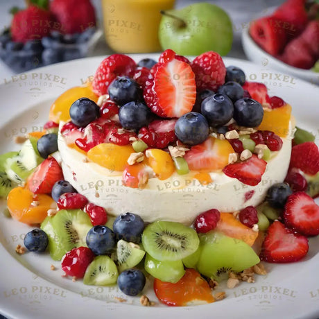 Cheesecake And Fruits Dessert Ai Generated Image