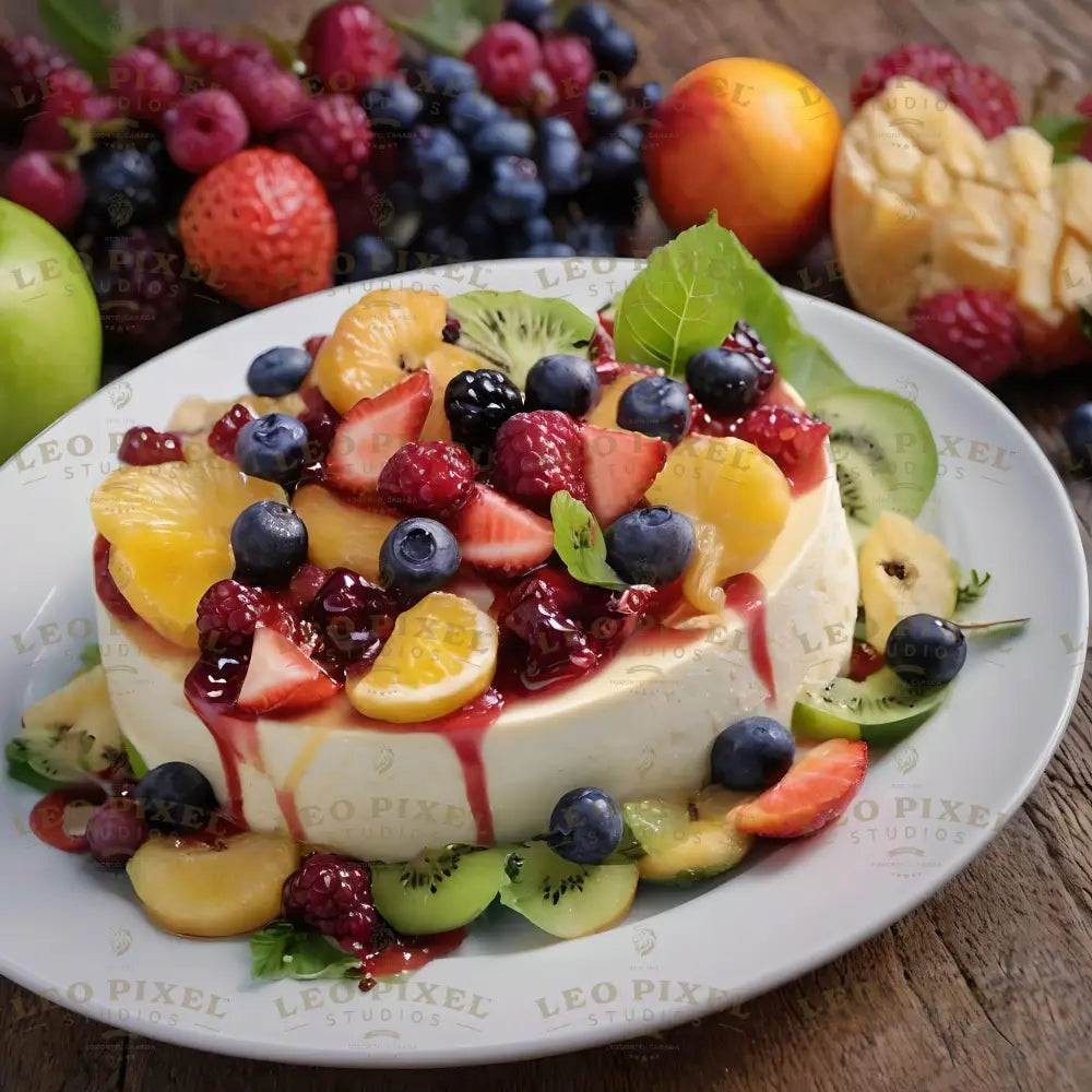 Cheesecake And Fruits Dessert Ai Generated Image