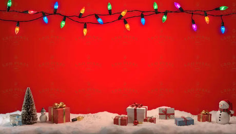 Christmas Lights On A Red Background Banner Ai Generated Image